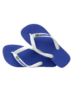 The Havaianas Mens Brazil Logo Flip Flops in Marine Blue