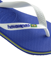 The Havaianas Mens Brazil Logo Flip Flops in Marine Blue