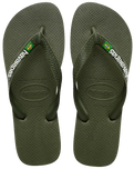 The Havaianas Mens Brazil Logo Flip Flops in Green
