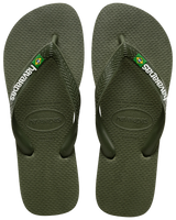 The Havaianas Mens Brazil Logo Flip Flops in Green