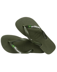 The Havaianas Mens Brazil Logo Flip Flops in Green