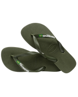 The Havaianas Mens Brazil Logo Flip Flops in Green