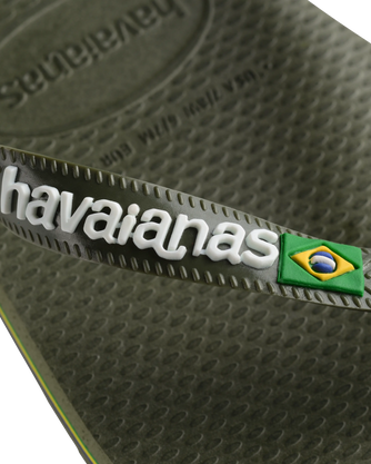 The Havaianas Mens Brazil Logo Flip Flops in Green