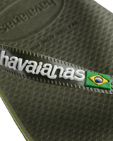 The Havaianas Mens Brazil Logo Flip Flops in Green