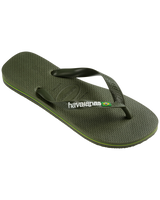 The Havaianas Mens Brazil Logo Flip Flops in Green