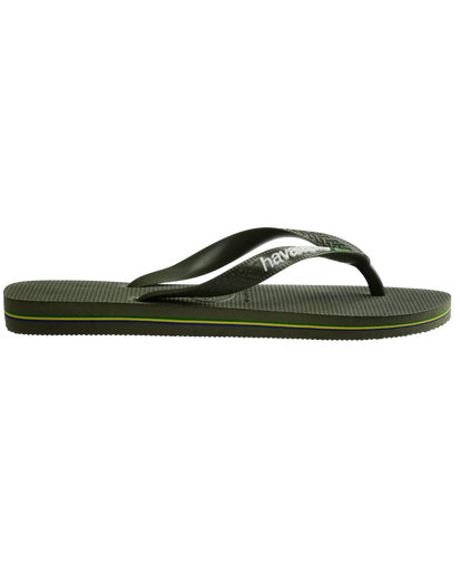 The Havaianas Mens Brazil Logo Flip Flops in Green