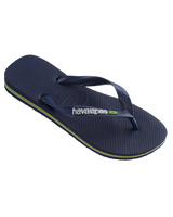 The Havaianas Boys Boys Brazil Logo Flip Flops in Navy Blue