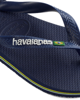 The Havaianas Boys Boys Brazil Logo Flip Flops in Navy Blue