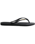 The Havaianas Womens Slim Logo Metallic Flip Flops in Black