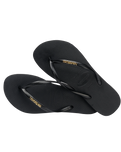 The Havaianas Womens Slim Logo Metallic Flip Flops in Black