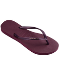 The Havaianas Womens Slim Logo Metallic Flip Flops in Purple Soil