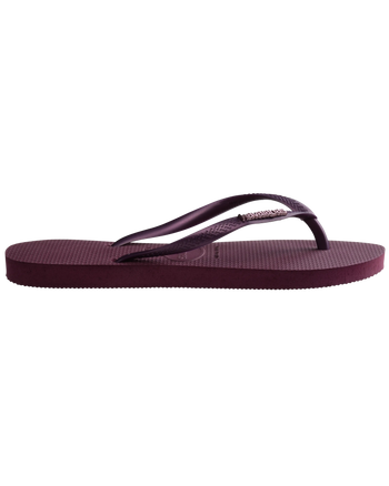 The Havaianas Womens Slim Logo Metallic Flip Flops in Purple Soil