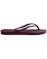 The Havaianas Womens Slim Logo Metallic Flip Flops in Purple Soil