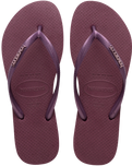 The Havaianas Womens Slim Logo Metallic Flip Flops in Purple Soil