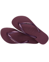 The Havaianas Womens Slim Logo Metallic Flip Flops in Purple Soil