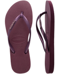 The Havaianas Womens Slim Logo Metallic Flip Flops in Purple Soil