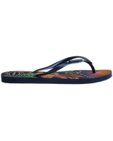 The Havaianas Womens Slim Tropical Flip Flops in Navy Blue