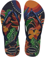 The Havaianas Womens Slim Tropical Flip Flops in Navy Blue