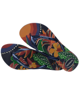 The Havaianas Womens Slim Tropical Flip Flops in Navy Blue