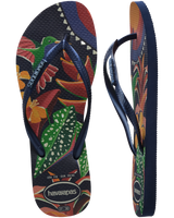 The Havaianas Womens Slim Tropical Flip Flops in Navy Blue