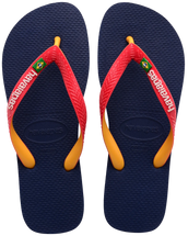 The Havaianas Mens Brazil Mix Flip Flops in Navy Blue & Ruby Red