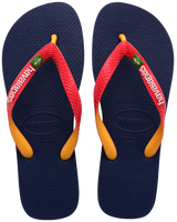 The Havaianas Mens Brazil Mix Flip Flops in Navy Blue & Ruby Red