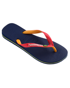 The Havaianas Mens Brazil Mix Flip Flops in Navy Blue & Ruby Red