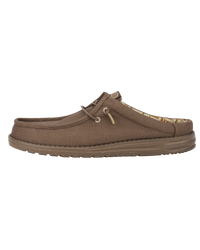 The Hey Dude Shoes Mens Wally Slip Canvas Shoes in Walnut