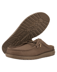 The Hey Dude Shoes Mens Wally Slip Canvas Shoes in Walnut