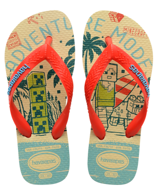 The Havaianas Boys Boys Minecraft Flip Flops in Beige & Orange