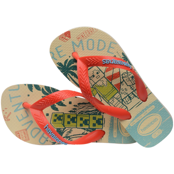 The Havaianas Boys Boys Minecraft Flip Flops in Beige & Orange