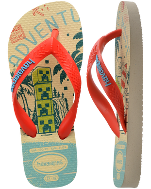 The Havaianas Boys Boys Minecraft Flip Flops in Beige & Orange