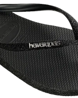 The Havaianas Womens Slim Sparkle II Flip Flops in Black