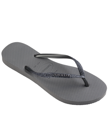 The Havaianas Womens Slim Glitter II Flip Flops in Grey & Graphite