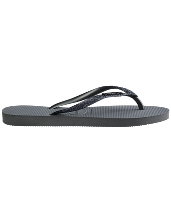 The Havaianas Womens Slim Glitter II Flip Flops in Grey & Graphite