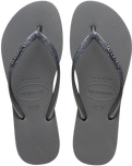 The Havaianas Womens Slim Glitter II Flip Flops in Grey & Graphite