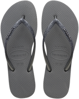 The Havaianas Womens Slim Glitter II Flip Flops in Grey & Graphite