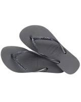 The Havaianas Womens Slim Glitter II Flip Flops in Grey & Graphite