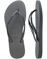 The Havaianas Womens Slim Glitter II Flip Flops in Grey & Graphite