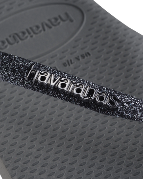 The Havaianas Womens Slim Glitter II Flip Flops in Grey & Graphite