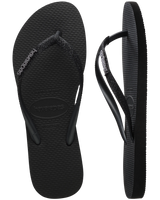 The Havaianas Girls Girls Slim Glitter II Flip Flops in Black