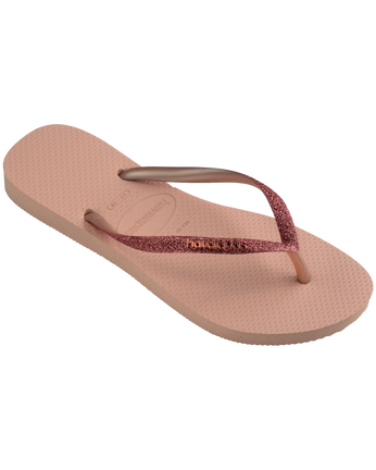 The Havaianas Girls Girls Slim Glitter II Flip Flops in Pink