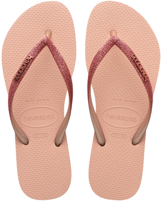 The Havaianas Girls Girls Slim Glitter II Flip Flops in Pink