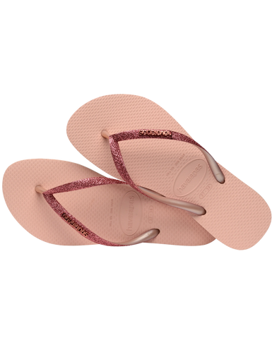 The Havaianas Girls Girls Slim Glitter II Flip Flops in Pink