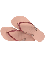 The Havaianas Girls Girls Slim Glitter II Flip Flops in Pink