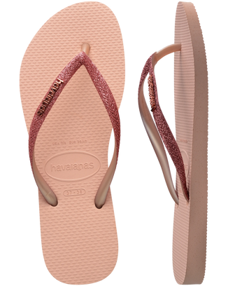 The Havaianas Girls Girls Slim Glitter II Flip Flops in Pink