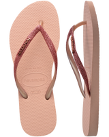 The Havaianas Girls Girls Slim Glitter II Flip Flops in Pink