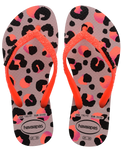 The Havaianas Girls Girls Slim Glitter Trendy Flip Flops in Peony Rose & Black