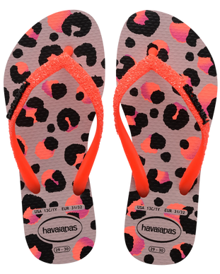 The Havaianas Girls Girls Slim Glitter Trendy Flip Flops in Peony Rose & Black