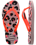 The Havaianas Girls Girls Slim Glitter Trendy Flip Flops in Peony Rose & Black